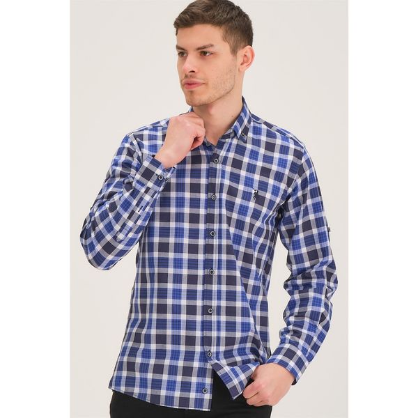 dewberry G743 DEWBERRY MEN'S SHIRT-LACİVERT- SAX