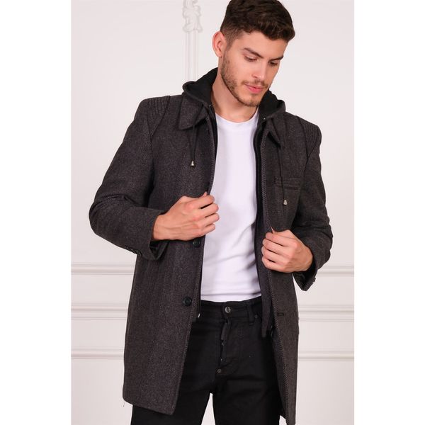 dewberry PLT8335 DEWBERRY MEN'S COAT-DIAGONAL BLACK-ANTHRACITE