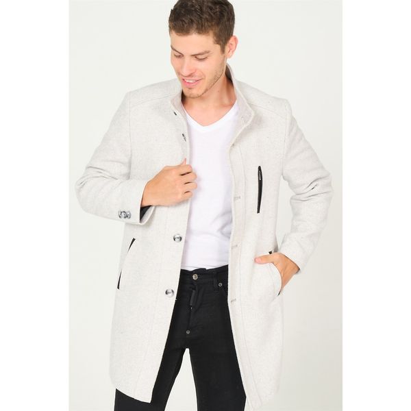 dewberry PLT8386 DEWBERRY MEN'S COAT-DIAGONAL GREY-CREAM