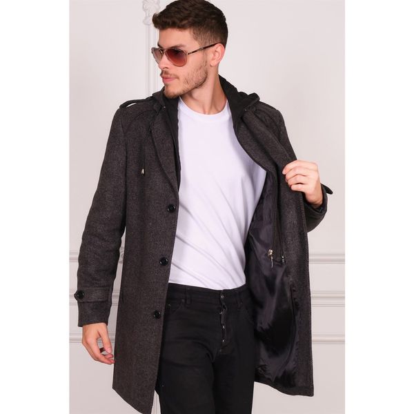 dewberry PLT8401 DEWBERRY MEN'S COAT-PATTERNED ANTHRACITE