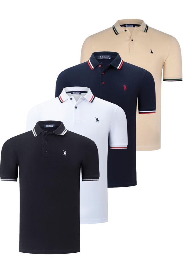 dewberry QUAD SET T8594 DEWBERRY MENS T-SHIRT-BLACK-WHITE-NAVY-BLUE-BEIGE