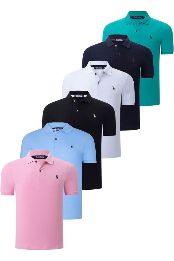 dewberry SIX SET T8561 DEWBERRY MENS T-SHIRT-BLACK-WHITE-NAVY BLUE-PINK-LIGHT BLUE-LIGHT GREEN