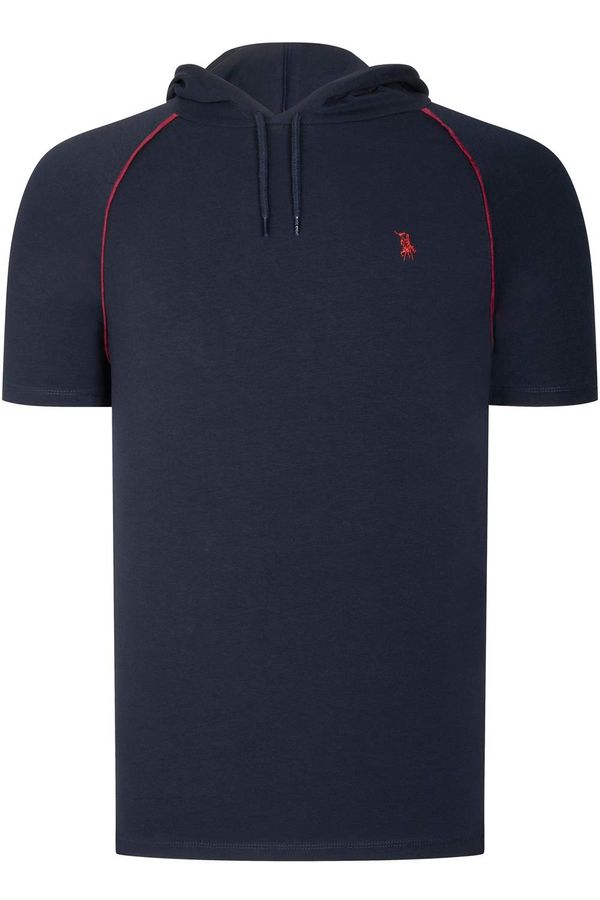 dewberry T8570 DEWBERRY HOODED MEN'S T-SHIRT-PLAIN NAVY BLUE