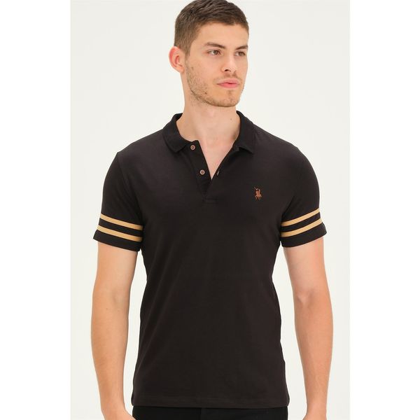 dewberry T8585 DEWBERRY MENS T-SHIRT-BLACK-CAMEL