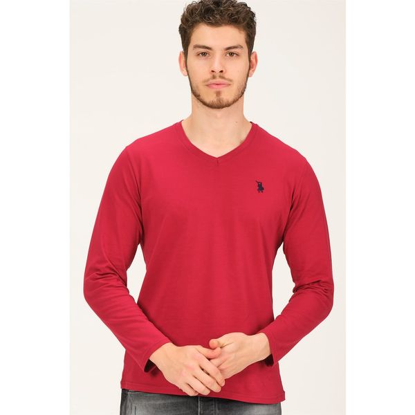 dewberry T8587 DEWBERRY V COLLAR MEN'S SWEATSHIRT-BURGUNDY