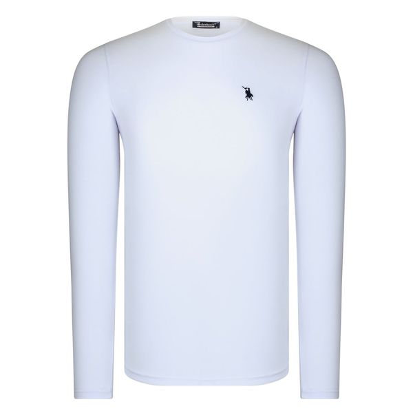 dewberry T8588 DEWBERRY BIKE COLLAR LONG SLEEVE T-SHIRT-LIGHT WHITE