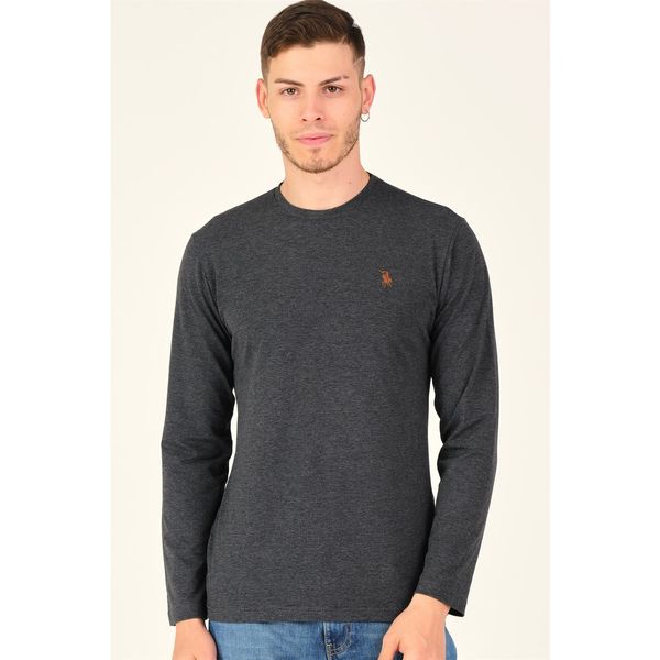 dewberry T8588 DEWBERRY BIKE COLLAR MEN'S SWEATSHIRT-DARK ANTHRACIC