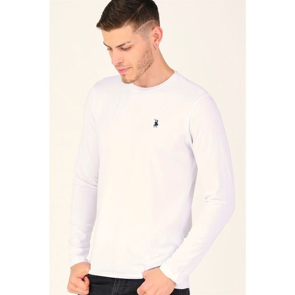 dewberry T8588 DEWBERRY BIKE COLLAR MEN'S SWEATSHIRT-WHITE