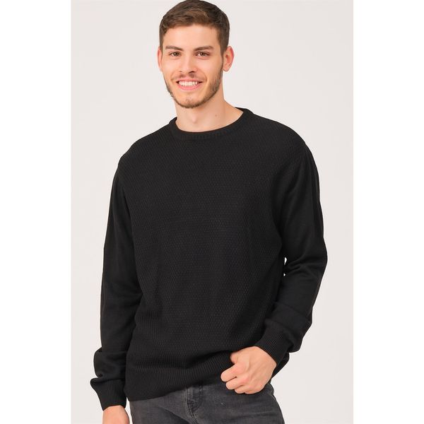 dewberry V0349 DEWBERRY MALE BATTAL OVERSIZE SWETER-CZARNY