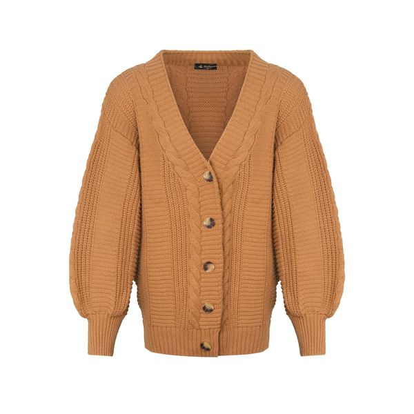 dewberry Z6695 DEWBERRY LADIES CARDIGAN - OUTDOOR CAMEL