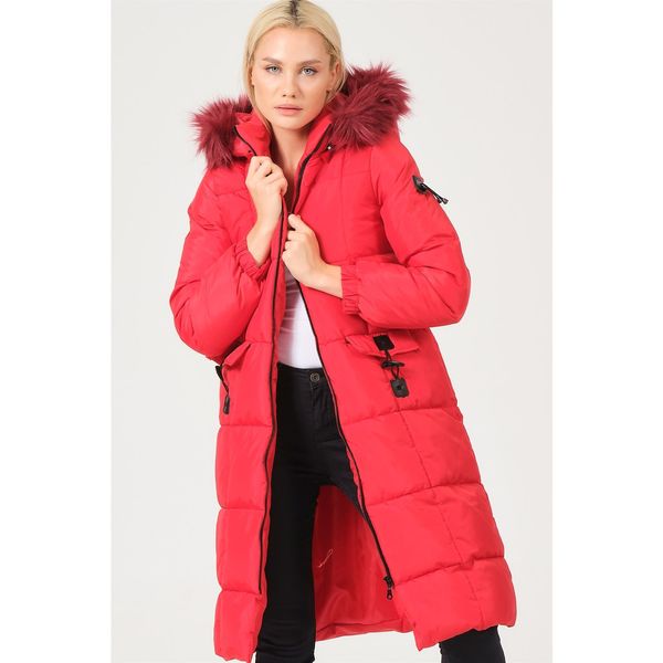 dewberry Z6706 DEWBERRY LADIES COAT-RED