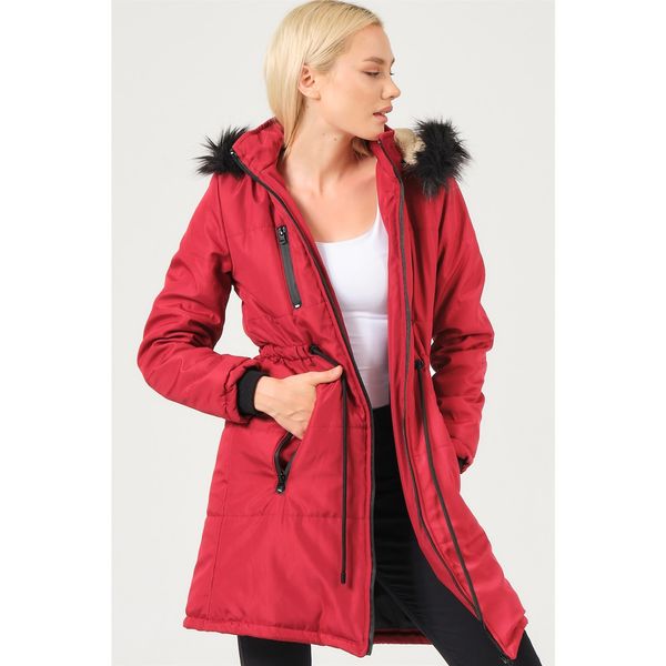 dewberry Z6762 DEWBERRY LADIES COAT-BURGUNDY