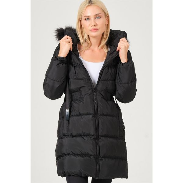 dewberry Z6764 DEWBERRY LADY COAT-BLACK