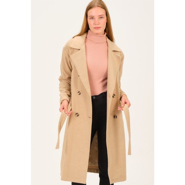 dewberry Z6765 DEWBERRY LADIES COAT-BEIGE