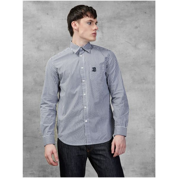 Diesel White-Blue Men's Striped Shirt Diesel - Men