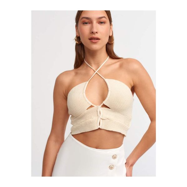 Dilvin Dilvin 10154 Lace-Up Knitwear Bustier-natural