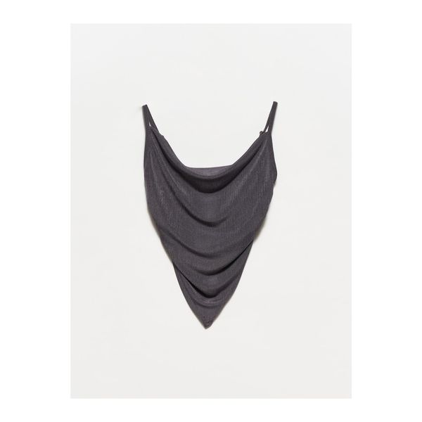 Dilvin Dilvin 20110 Draped Crop Top-anthracite