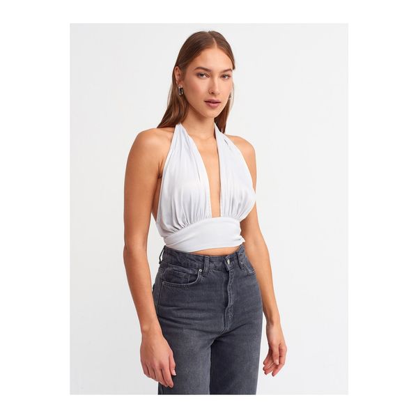 Dilvin Dilvin 5838 Halter Crop Top-gray