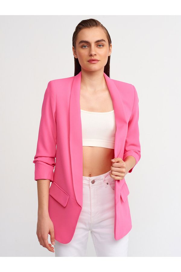 Dilvin Dilvin 6702 Sleeve Shirred Boyfriend Jacket-candy P.