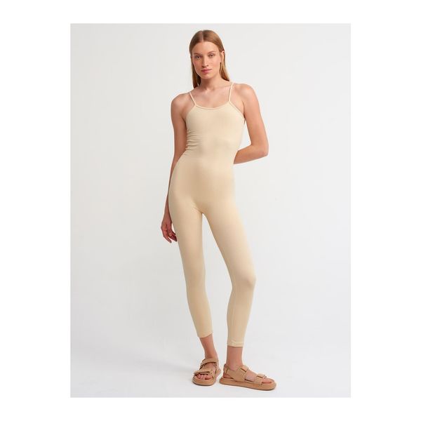 Dilvin Dilvin 7957 Strap Jumpsuit-beige