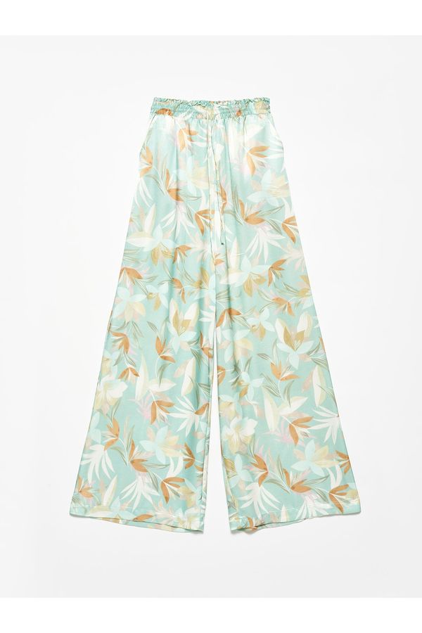 Dilvin Dilvin 7995 printed wide leg trousers-mint