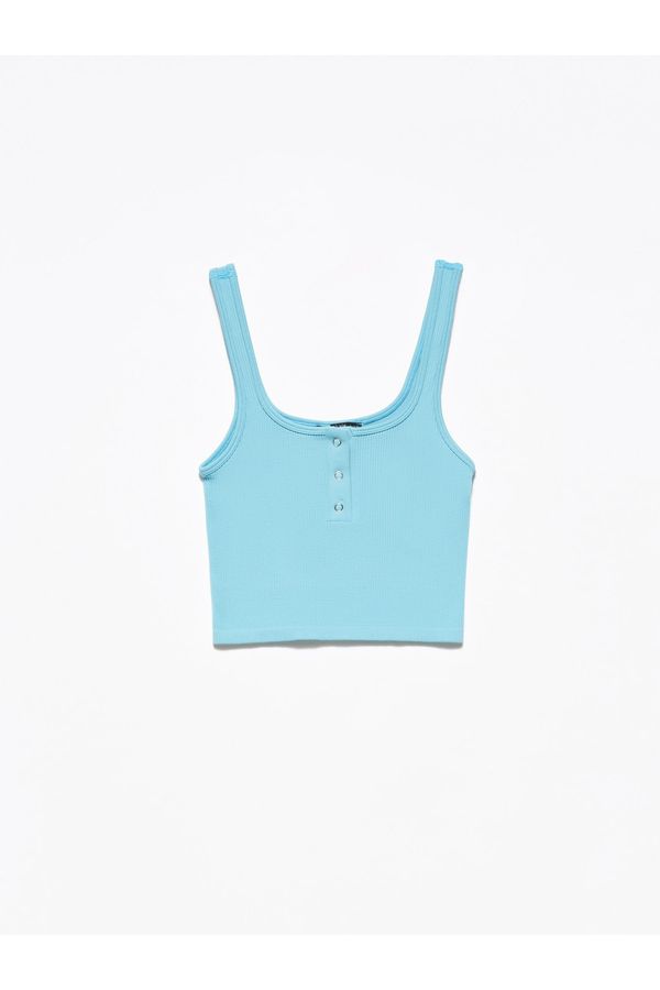 Dilvin Dilvin Crop Top - Turquoise - Plain