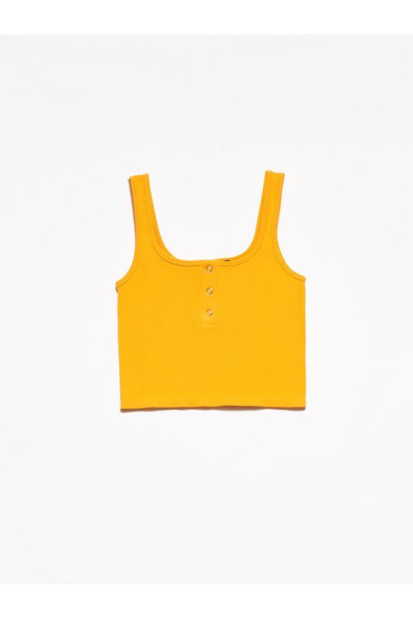 Dilvin Dilvin Crop Top - Yellow - Plain