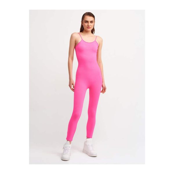 Dilvin Dilvin Women's Neon Fuchsia Strap Jumpsuit 7957