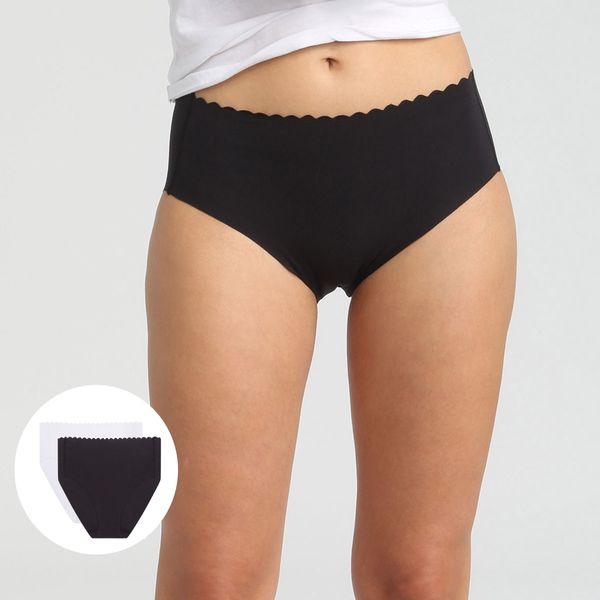 DIM DIM BODY TOUCH HIGH BRIEF 2x - Women's cotton panties with a higher waist 2 pcs - black - white