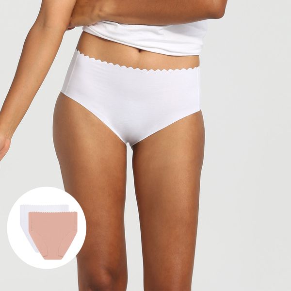 DIM DIM BODY TOUCH HIGH BRIEF 2x - Women's cotton panties with a higher waist 2 pcs - white - body