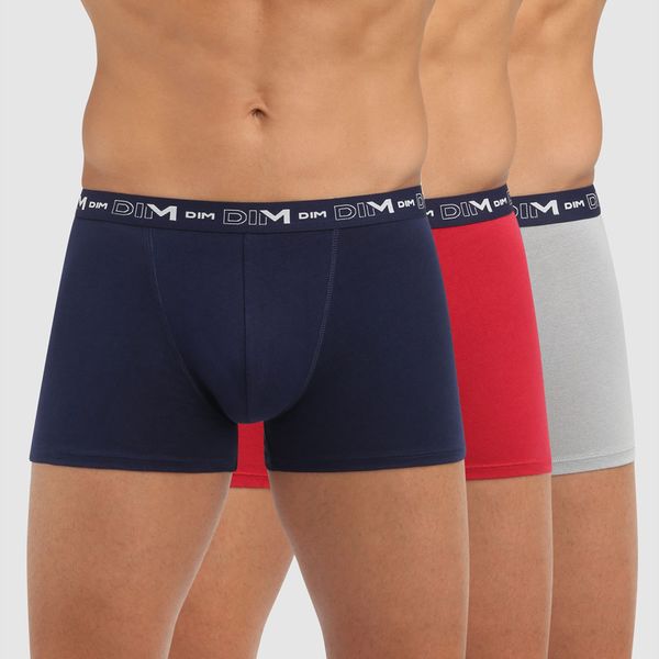 DIM DIM COTTON STRETCH BOXER 3x - Men's boxers 3 - dark blue - dark red - grey