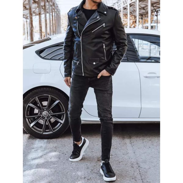 DStreet Black men's leather jacket Dstreet TX4276