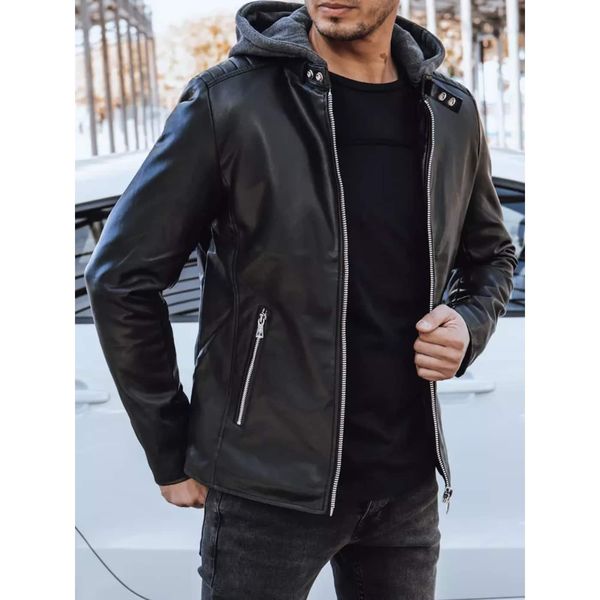 DStreet Black men's leather jacket Dstreet TX4277