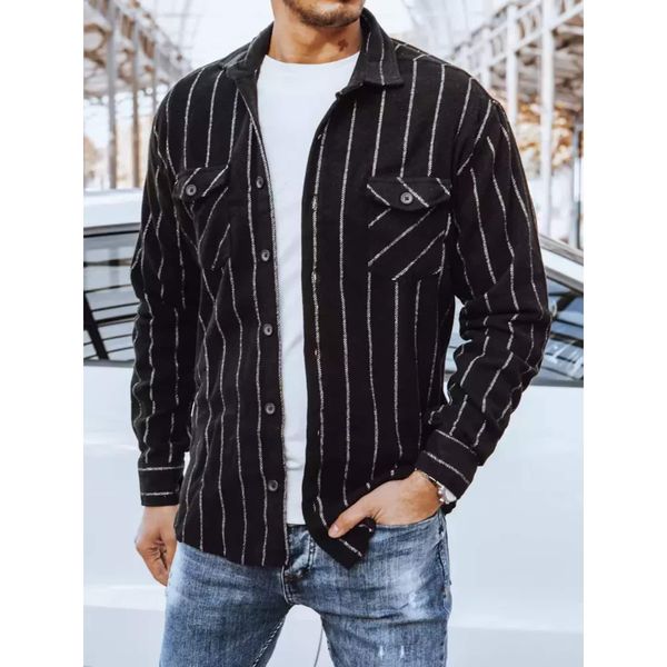 DStreet Black men's striped flannel shirt Dstreet DX2241