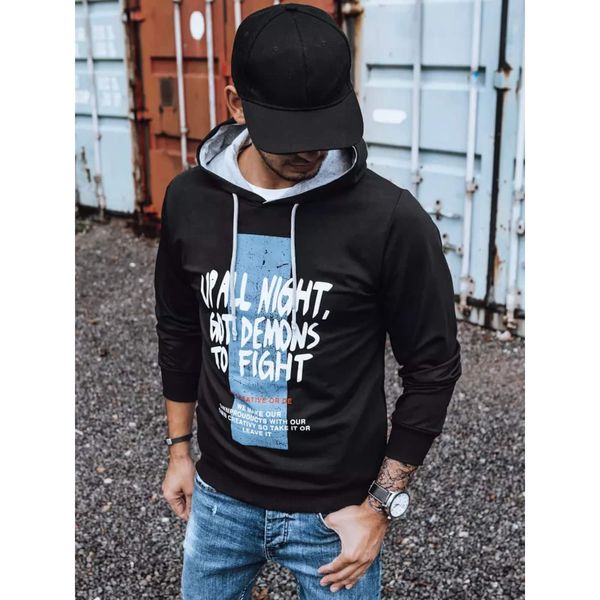 DStreet Black men's sweatshirt with print Dstreet BX5396