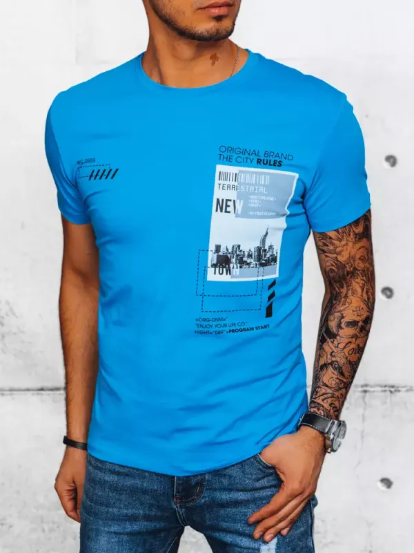 DStreet Blue men's T-shirt Dstreet with print