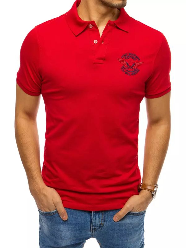 DStreet Czerwona męska koszulka polo z haftem Dstreet PX0469
