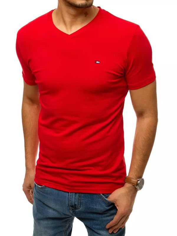 DStreet Czerwony t-shirt męski bez nadruku RX4464