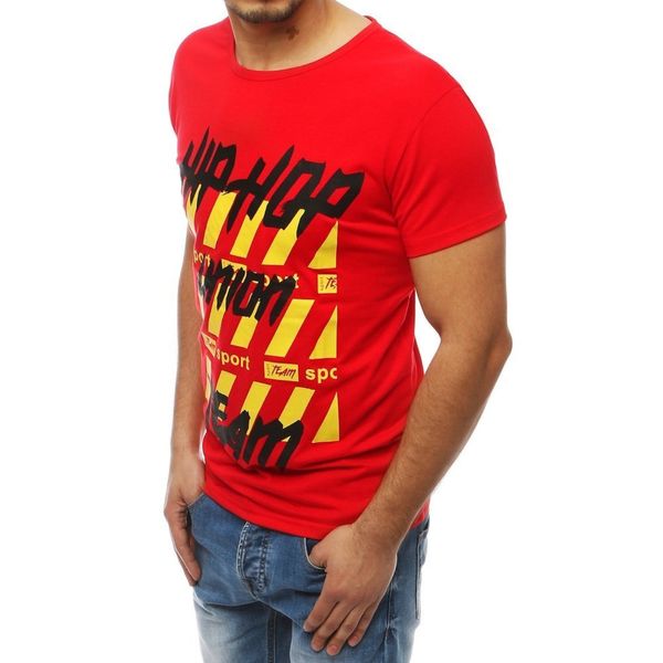 DStreet Czerwony T-shirt męski RX3966 z nadrukiem