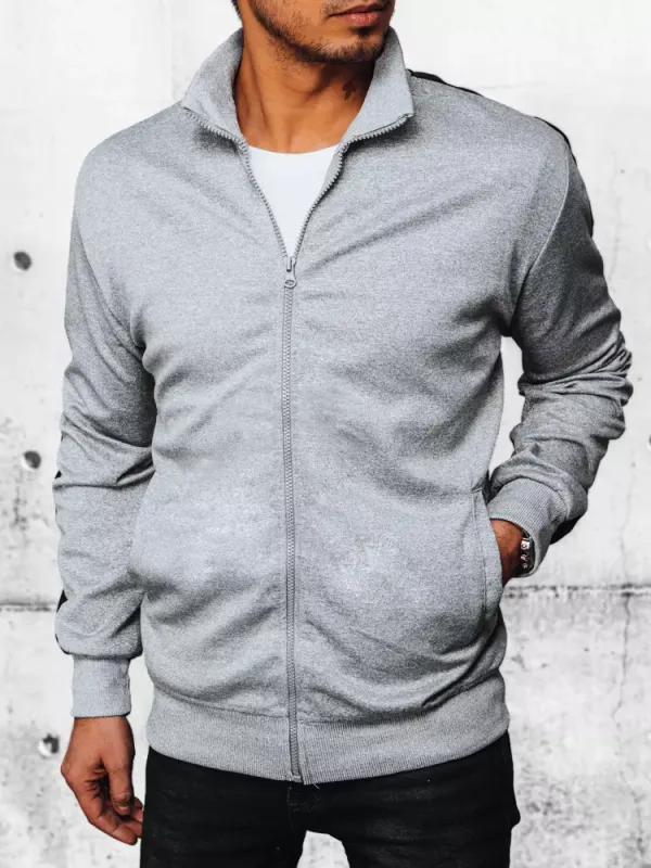 DStreet Dstreet Men's Light Grey Zippered Sweatshirt