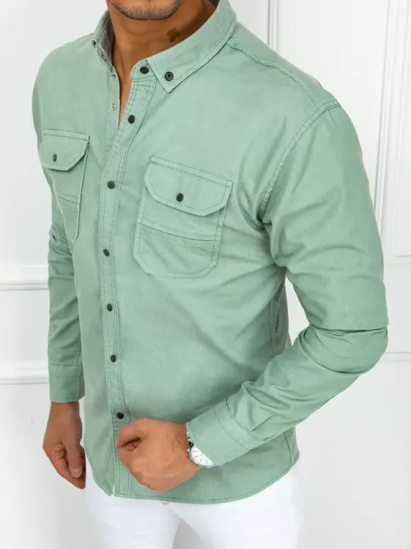 DStreet Elegant men's green shirt Dstreet