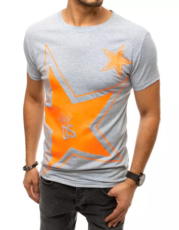 DStreet Jasnoszary T-shirt męski RX4361 z nadrukiem