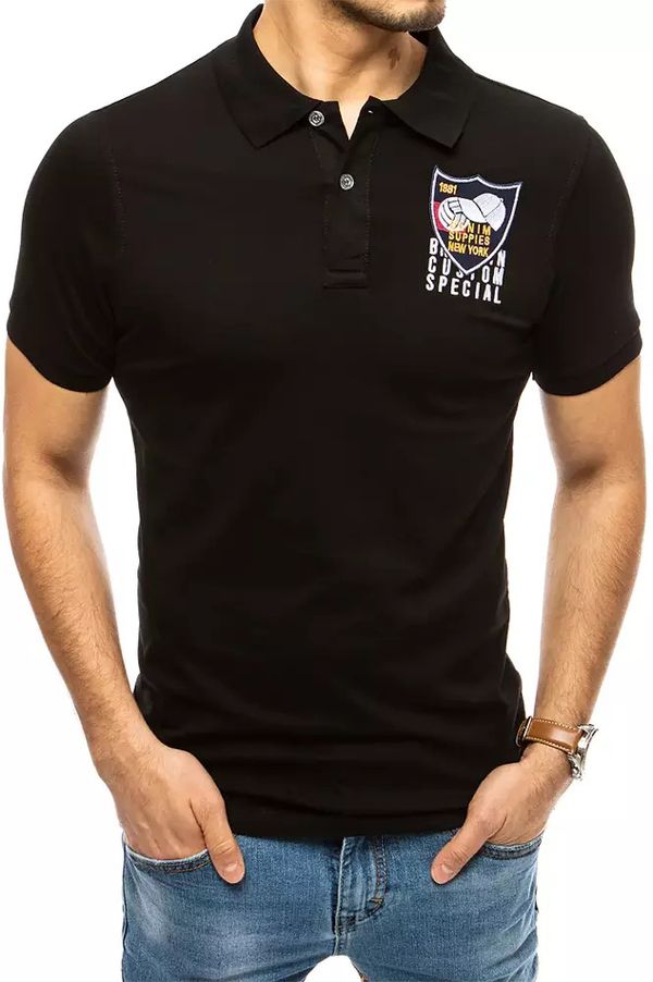 DStreet Koszulka polo z haftem czarnym Dstreet PX0389