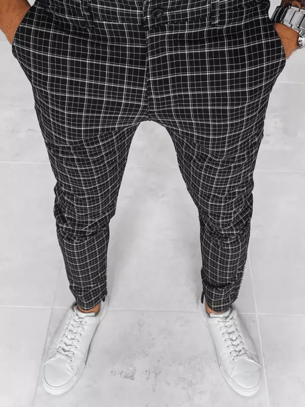 DStreet Men's Black Checkered Chino Trousers Dstreet