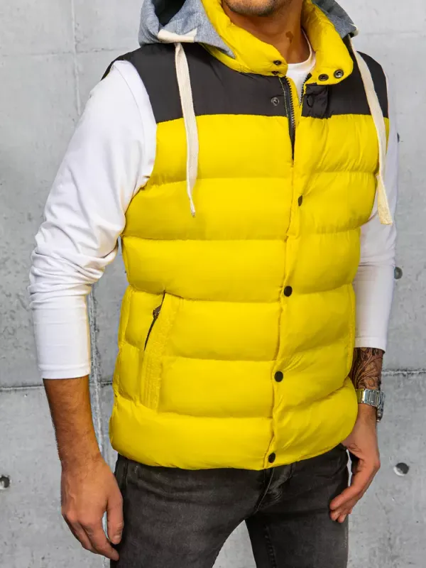 DStreet Men's yellow vest with hood Dstreet