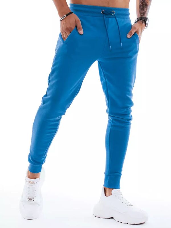 DStreet Męskie spodnie dresowe chabrowe niebieskie Dstreet UX3336