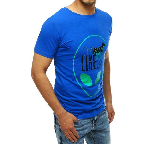 DStreet Niebieski t-shirt męski z nadrukiem RX4156