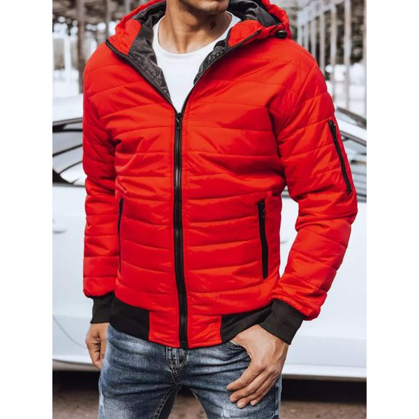 DStreet Red men's quilted transitional jacket Dstreet TX4147