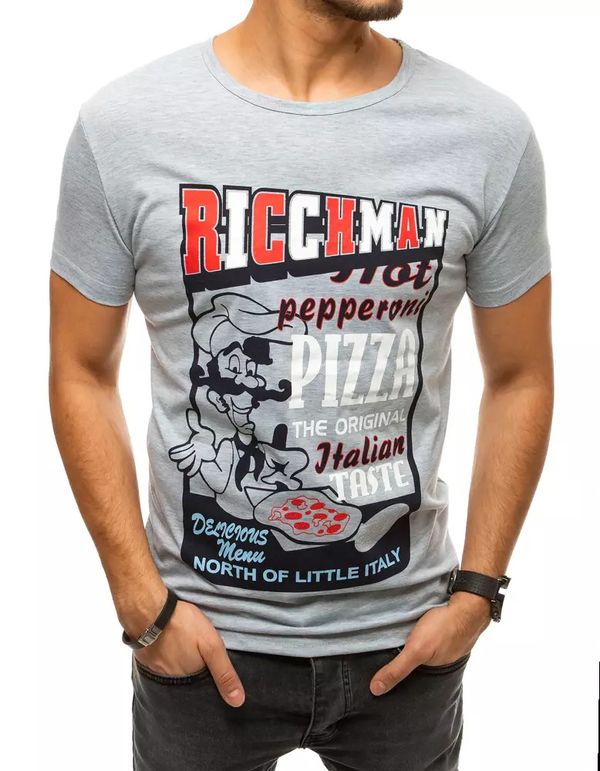 DStreet Szary T-shirt męski RX4373 z nadrukiem