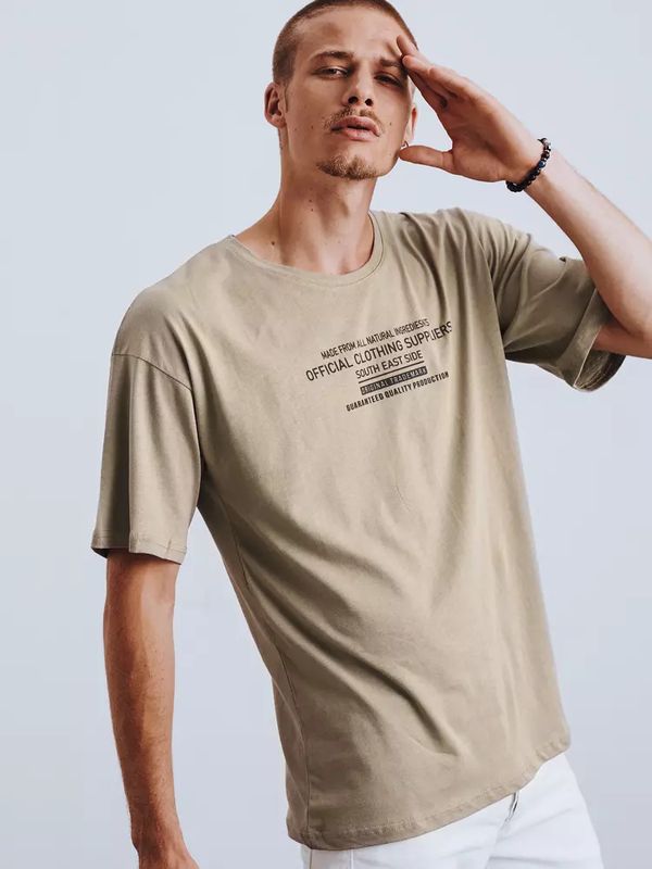 DStreet T-shirt męski z nadrukiem khaki Dstreet RX4648